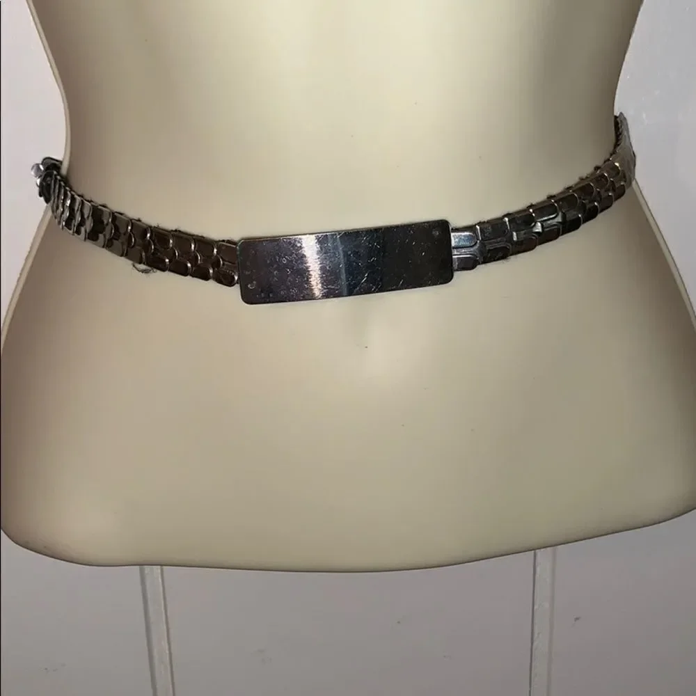 ‎Vtg 80s silver metal belt